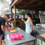 Kids eating from fruit and vegetable platters — Caravan Park in Kinka Beach, QLD